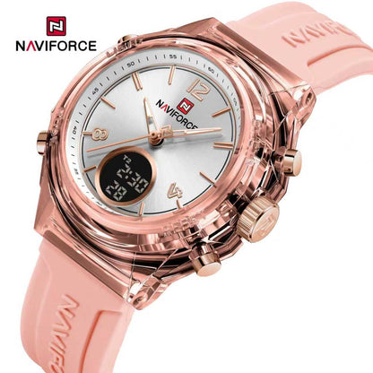 NAVIFORCE Top Brand Women's Watch Outdoor Sports Waterproof Watches Dual Time Display Quartz Wristwatches Rubber Digital Clock