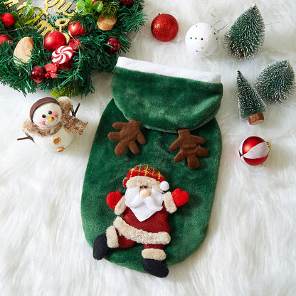 Roupas de Natal para Cães Outono e Inverno Flannel Gatos Cães Moletons Roupas para Animais de Estimação para Cães Pequenos e Médios Fantasia de Natal para Cães e Gatos