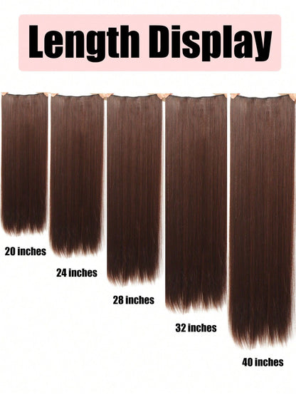 Aosiwig Sintético Super Longo Liso 100cm 5 Presilhas Extensão de Cabelo Natural Preto Loiro Aplique Postiço para Mulheres