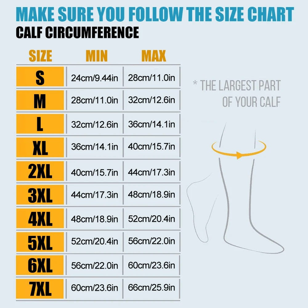 S-7XL Knee High Brace Medical Compress Stocks Firm Support 20-30 MmHg Varicose Veins Stovepipe Sock Unisex Therapeutic Leg Brace