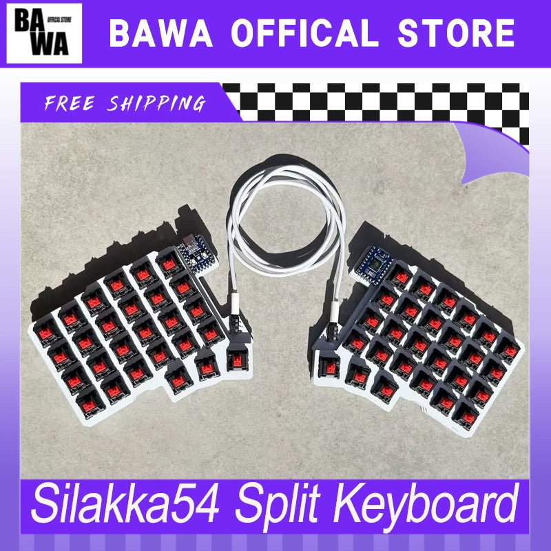 Teclado Silakka54 Dividido com Fio Hot Swap Suporte QMK/VIAL Teclado Ergonômico RP2040zero Acessórios Personalizados para PC Gamer