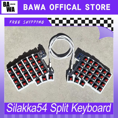 Teclado Silakka54 Dividido com Fio Hot Swap Suporte QMK/VIAL Teclado Ergonômico RP2040zero Acessórios Personalizados para PC Gamer