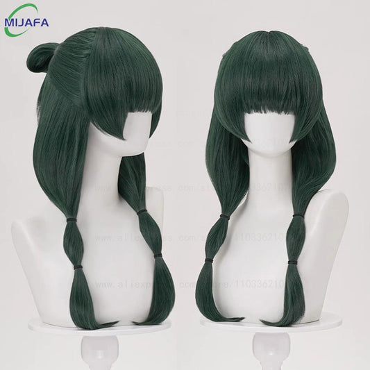 Peruca Cosplay Maomao de Alta Qualidade The Apothecary Diaries Verde Escuro Resistente ao Calor Cabelo Sintético Festa Anime Perucas Mao Mao + Touca de Peruca
