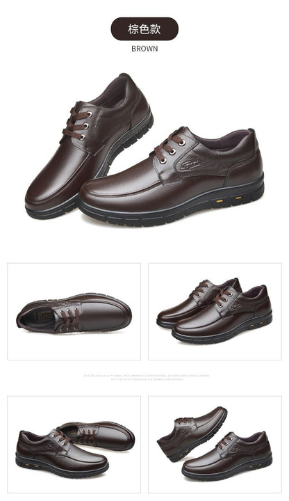 Hot Sale Men Genuine Leather Casual Shoes Soft Sole Lace-up Luxury Brand Middle-aged Old Man Dad Lightweight Loafers Shoes
