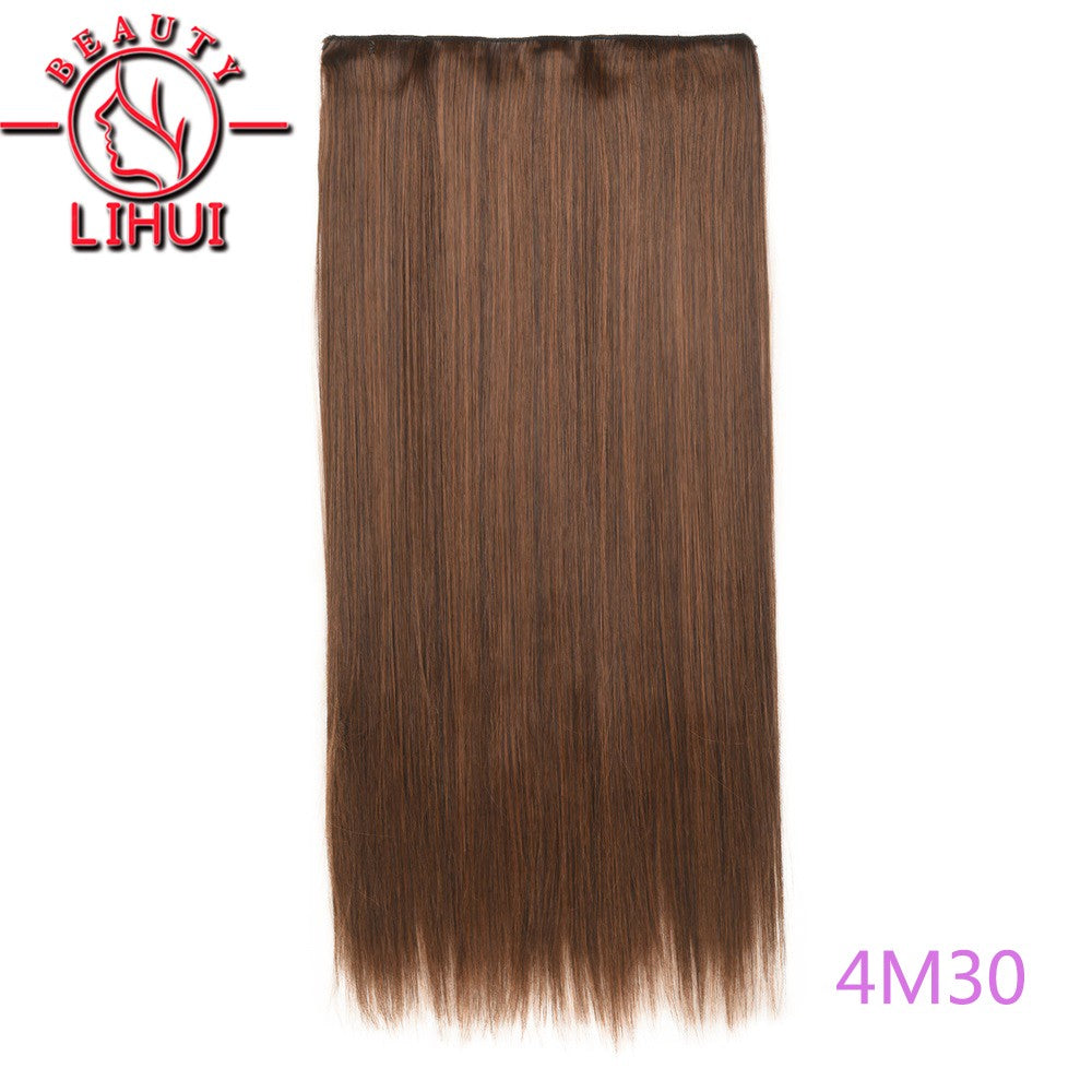 Extensões de cabelo sintéticas com clipe, longas e lisas, com 5 clipes em uma única peça, extensões de cabelo multicoloridas LIHUI