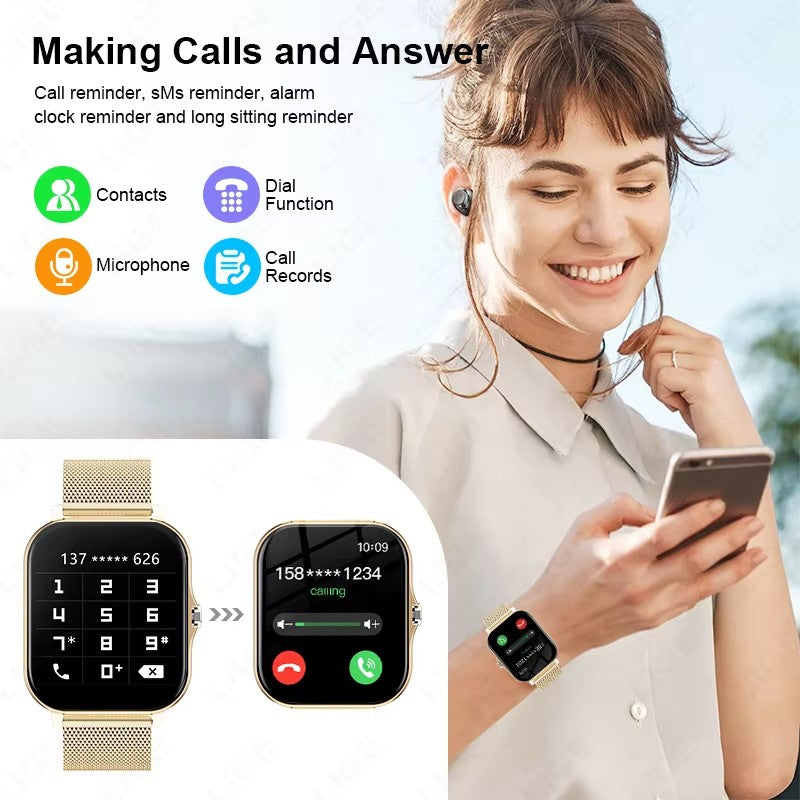 KESHUYOU New 1.83-inch Smartwatch Call Notifications Sleep Monitoring Activity Tracking Compatible with Android and iOS