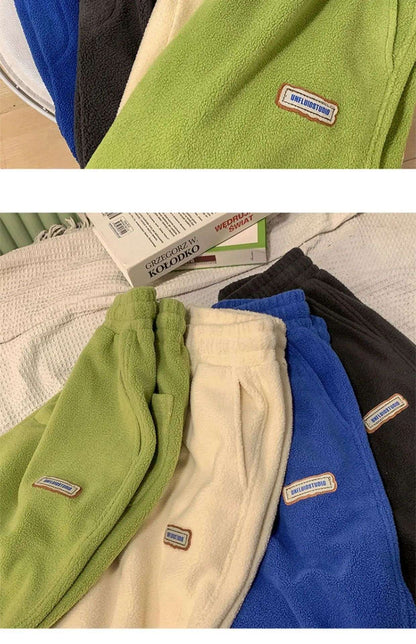 Lamb Velvet Thickened Fleece Women's Casual Pants Autumn Winter Warm Outdoor Wear Loose Fit Sports Trousers