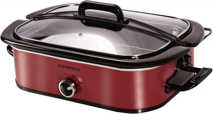 Panela Elétrica de Cozimento Lento Magnifique de 4 Litros com Função Manter Aquecido Manual para Jantares em Família, Louça Segura para Lava-Louças, Eletrodoméstico de Cozinha