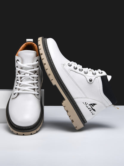 Botas Masculinas Feitas à Mão, Botas de Tornozelo de Inverno em Couro, Sapatos de Outono para Caminhada ao Ar Livre, Tênis, Botas Masculinas de Cano Alto, Calçados Antiderrapantes