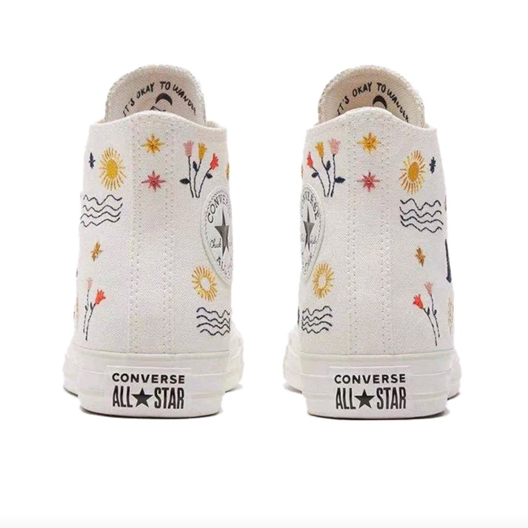 Converse Chuck Taylor All Star Women's Skateboarding Shoes, Embroidery Pattern, Casual, Canvas Sneakers, White