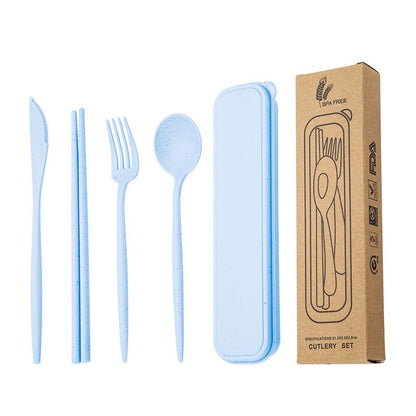 Portable tableware set, knife, fork, spoon, chopsticks, student and office worker tableware four-piece set gift