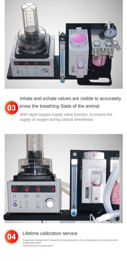DV1200V5 Pet Anaesthesia Machine Cats Dogs Respiratory Anaesthesia Machine Aluminium Type Pet Veterinary Anaesthesia Respirator