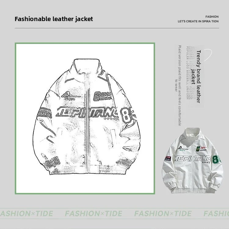 Casual Loose Men's Motorcycle Jacket Street Style Trendy Brand Spring Hot Sale Of The Season New High Street Fashion Couple's To