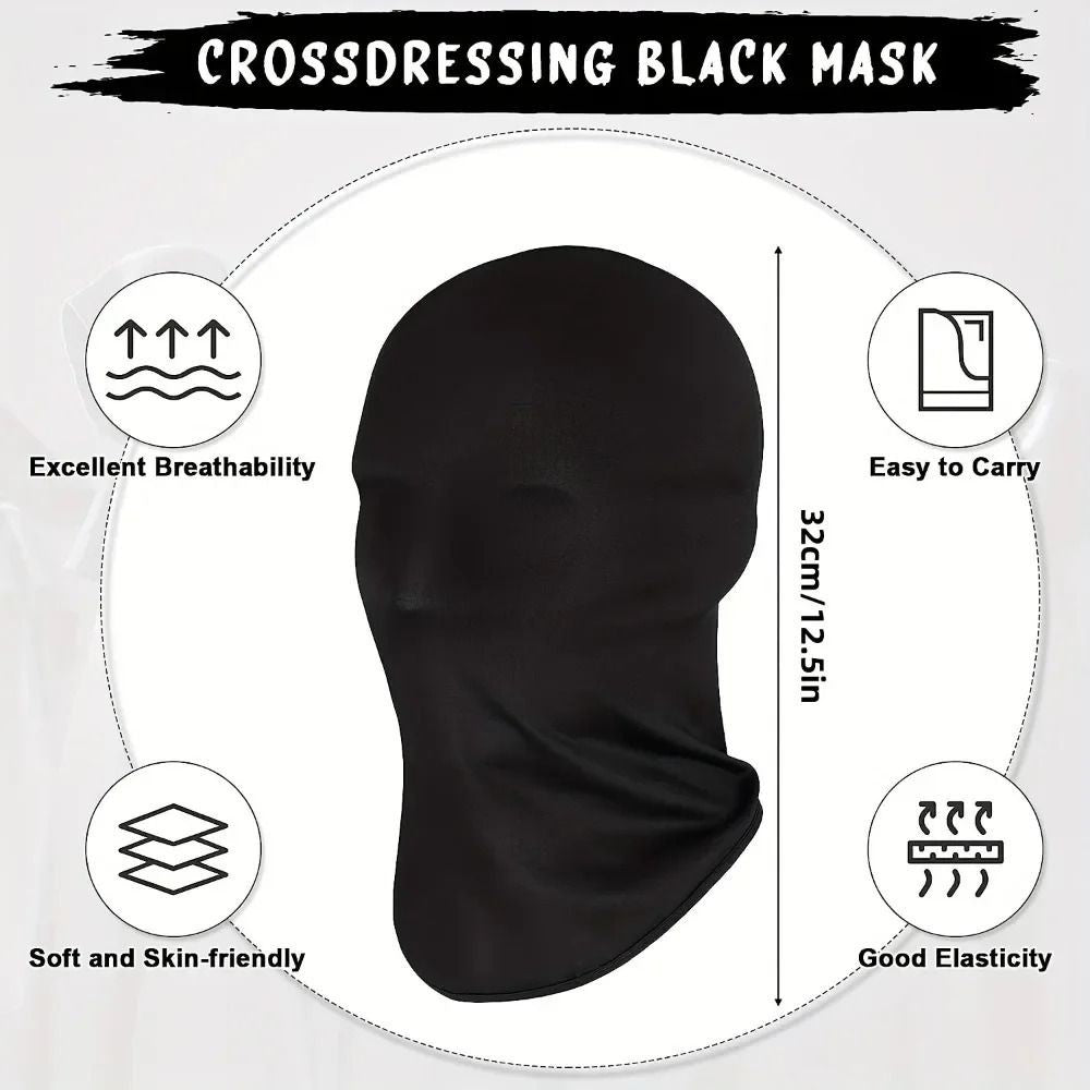 2pcs Breathable Hood Cosplay Halloween Costumes Spandex Full Mask Adult Ghost Party Carnival Dress Up Accessories Decoration