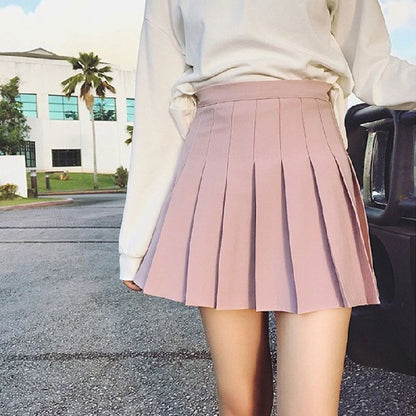 Women Pleated Skirt High Waist A-Line Mini Skirt School Girl JK Uniform Skirt Skater Skirt Tennis Skirt White Plus Size