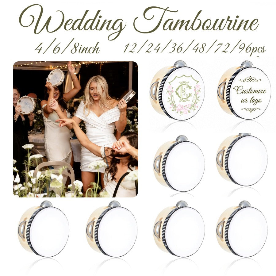 50-180Pcs Wedding Tambourine Drums for Adults Hand Drum Noise Makers Tambourine for Church Wedding Party Favor 4/6/8IN