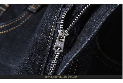Calças Masculinas Jeans Retas Macias 2025 Outono Clássico Negócios Preto Motoqueiro Jeans Macacão Masculino Pantalone Hombre Mannen Homme