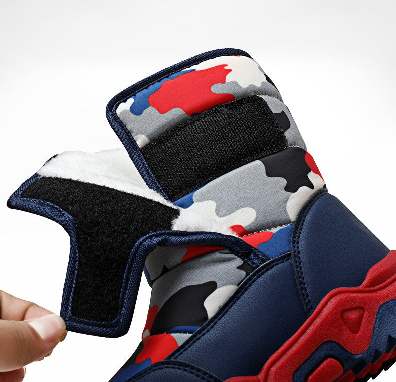 2025 Winter Children Shoes Plush Waterproof Fabric Non-Slip Girl Shoes Rubber Sole Snow Boots Fashion Warm Outdoor Boots