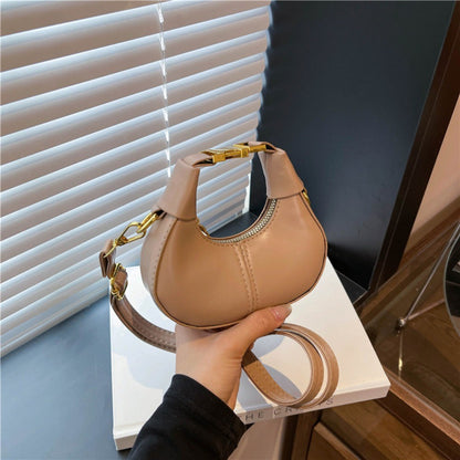 Simple Y2K Pu Leather Handbag Solid Color Minimalist Style Crossbody Bag Coin Purses Half-moon Crescent Bag Ladies