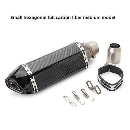 Carbon Fiber Body Tail Hexagonal Modified Exhaust Pipe Muffler Motorcycle 51mm Diameter Resistant