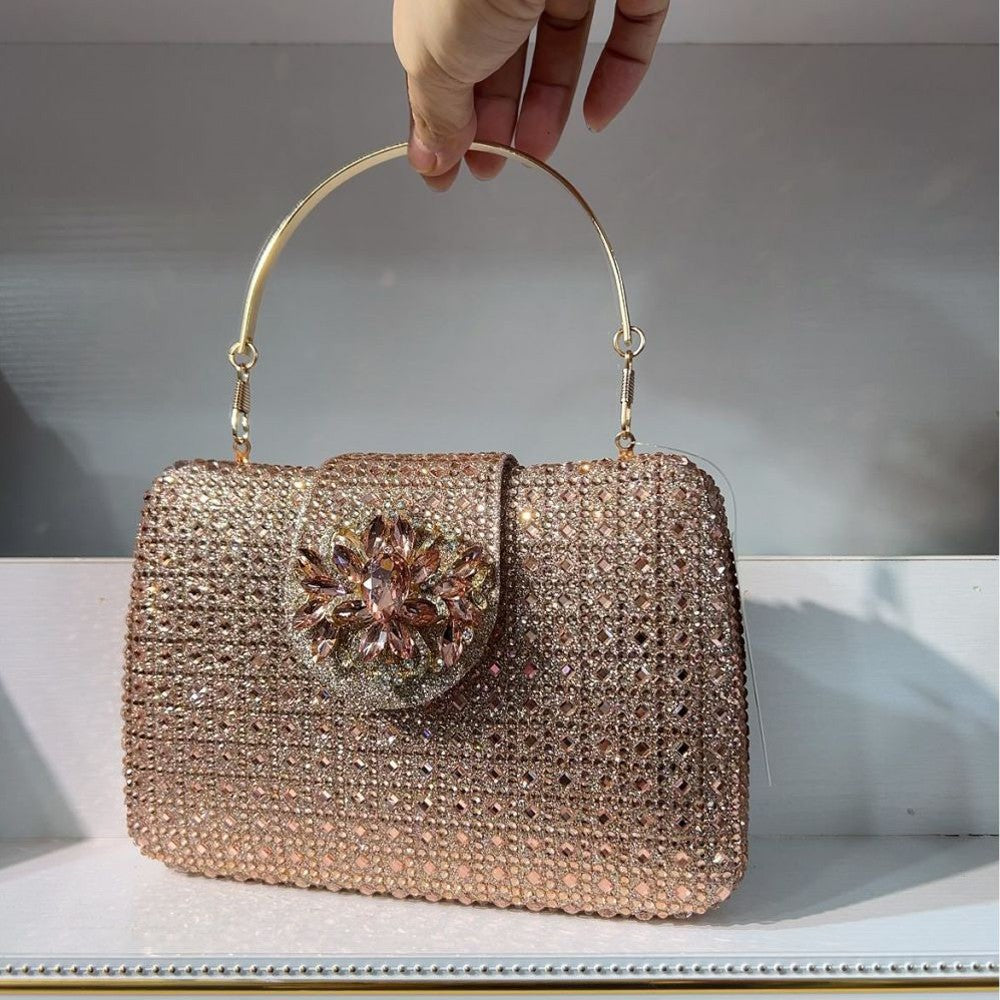 Sparkling Rhinestone Clutch Bag Lady Crystal Evening Purse Luxury Metal Handle Chain Handbag Wedding Party Dinner Diamond Bags