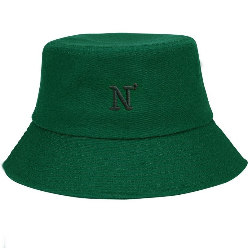 Chapéu Bucket de Algodão com Letra "N" para Homens e Mulheres Chapéu de Pescador Ajustável Estilo Simples Proteção Solar Suave Casual para o Dia a Dia ao Ar Livre Presente