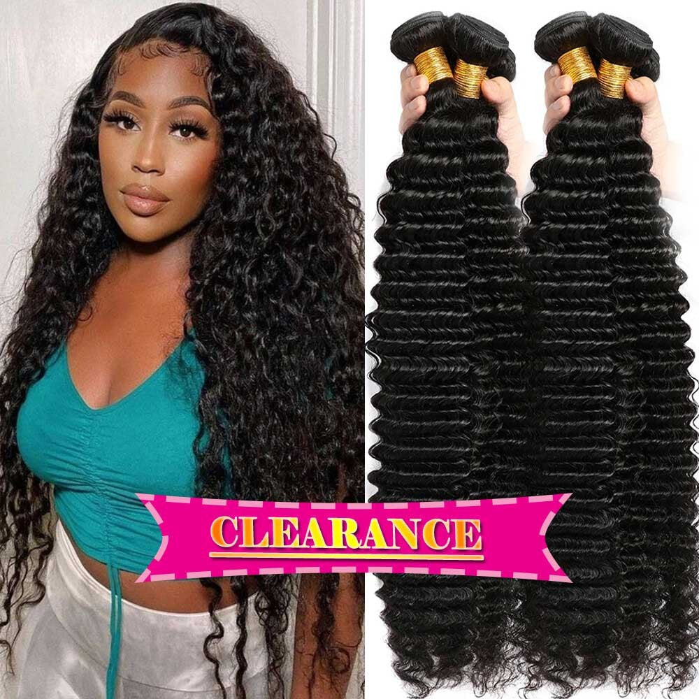 Brazilian Virgin Deep Wave Bundles 100% Unprocessed Deep Curly Human Hair 1 3 4Bundles Grade Deep Wave Human Hair Natural Color