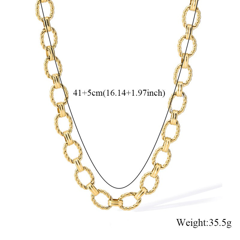 GANEMLY Conjunto de colar e pulseira de corrente de metal de aço inoxidável 316L para mulheres, gargantilhas de estilo punk, joias à prova d'água, presente feminino