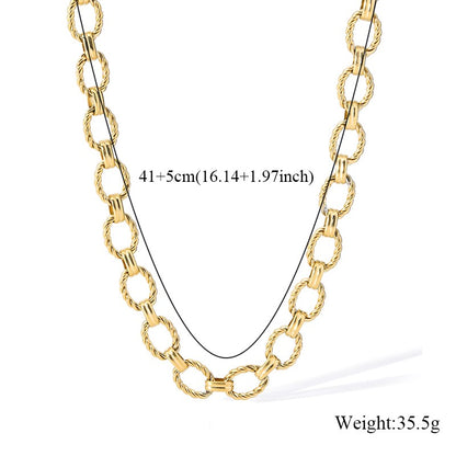 GANEMLY Conjunto de colar e pulseira de corrente de metal de aço inoxidável 316L para mulheres, gargantilhas de estilo punk, joias à prova d'água, presente feminino