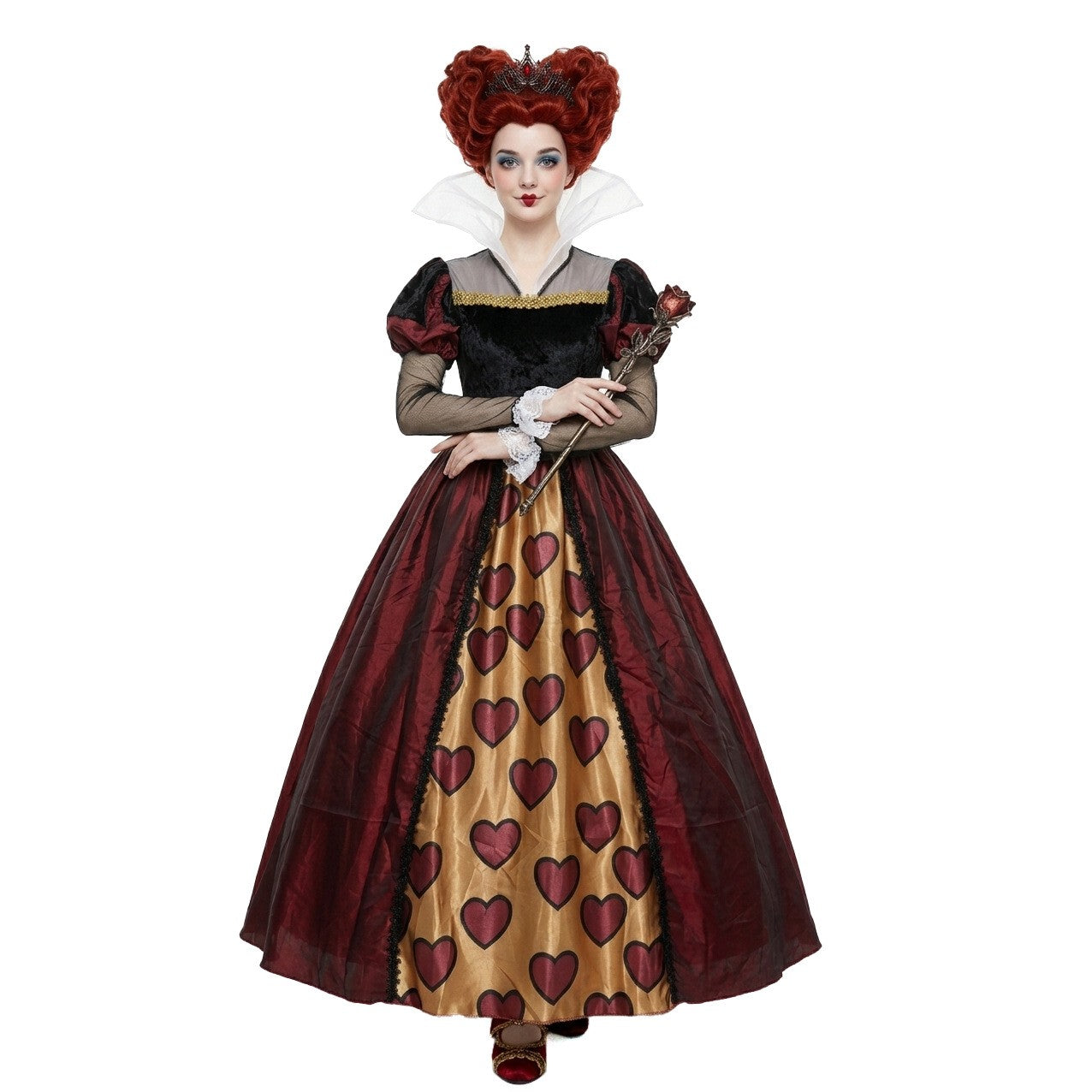 New Red Queen Of Hearts Dress Wonderland Red And Black Dress For Adult Halloween Party Retro Court Alice Role Play Costume 2026