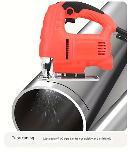 Serra Tico-Tico Elétrica - Serra Tico-Tico de 710W com 6 Velocidades Ajustáveis, Ferramenta Elétrica Multifuncional para Trabalhar Madeira, 110V EUA, Vermelha