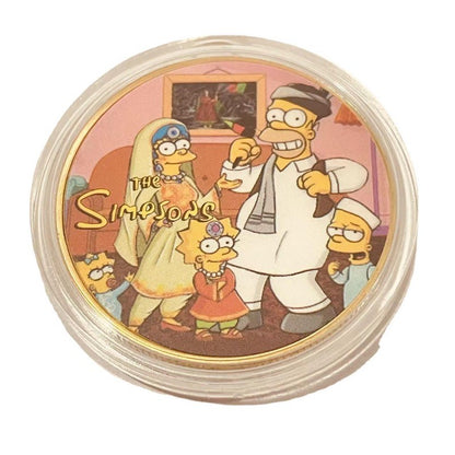 The Simpsons Artesanato de Metal Moedas Comemorativas Anime Periféricos Coleção Moedas Moeda de Ouro Desenho Animado Fofo Moeda da Sorte Brinquedos Infantis Presente