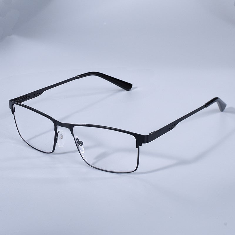 Homens Quadrados Metal Armação Grande Leitura Dobradiça de Mola Óculos de Presbiopia Bloqueio de Luz Azul Proteção Ocular Óculos +75+125+175+4