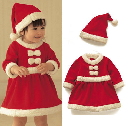 Christmas Baby Santa Claus Cosplay Costume Baby Boys Girls 3/4 Sleeve Clothes Toddler Kids Dress Children Clothing for 1-8 Years