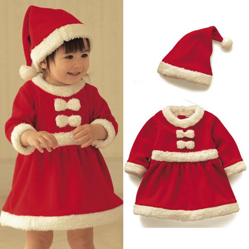 Christmas Baby Santa Claus Cosplay Costume Baby Boys Girls 3/4 Sleeve Clothes Toddler Kids Dress Children Clothing for 1-8 Years