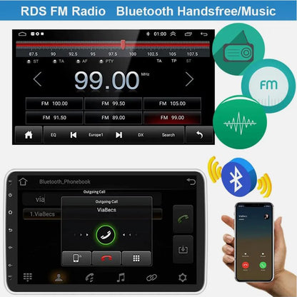 Rádio Estéreo de Carro com Tela Sensível ao Toque Rotativa de Alta Qualidade de 10,1 polegadas Android 13 2+64G 1 DIN GPS Navi BT FM RDS WIFI USB EQ SWC com Microfone