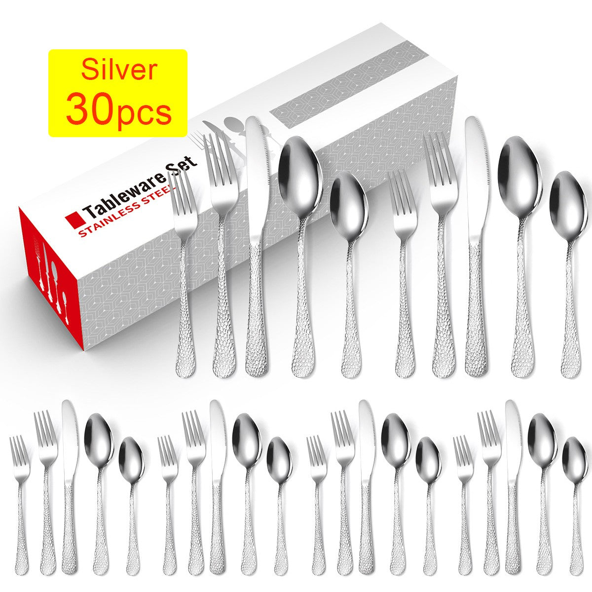20/30/40Pcs Luxury Tableware Flatware Set Creative Snake Skin Hotel Steak Dinnerware Set Stainless Steel Gold Cutlery Set Gift
