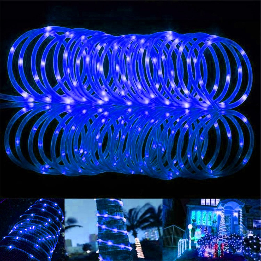 Solar Rope Lights Outdoor Blue LED PVC Tube Fairy String Light Garden Wedding and Birthday Outdoor Holiday Home Decoration