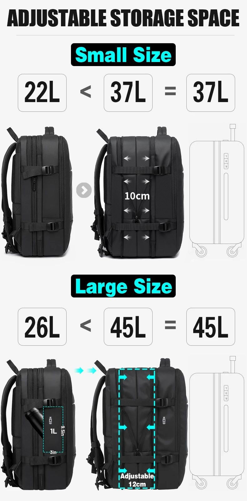 BANGE Mochila Expansível Masculina Impermeável Mochila para Notebook de 17.3 polegadas Masculina Grande Capacidade para Caminhada Viagem Mochilas Masculinas para Homens