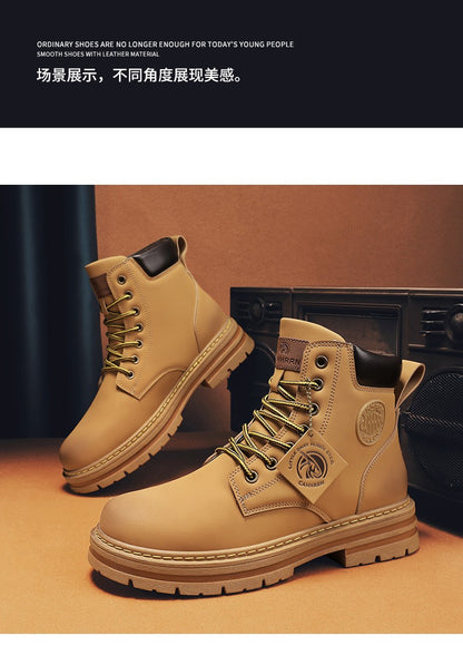 Botas Masculinas Grandes 48 Botas de Motocicleta Cano Curto Masculinas Impermeáveis para Caminhada Chelsea de Inverno Botas Retrô Confortáveis Botas Masculinas