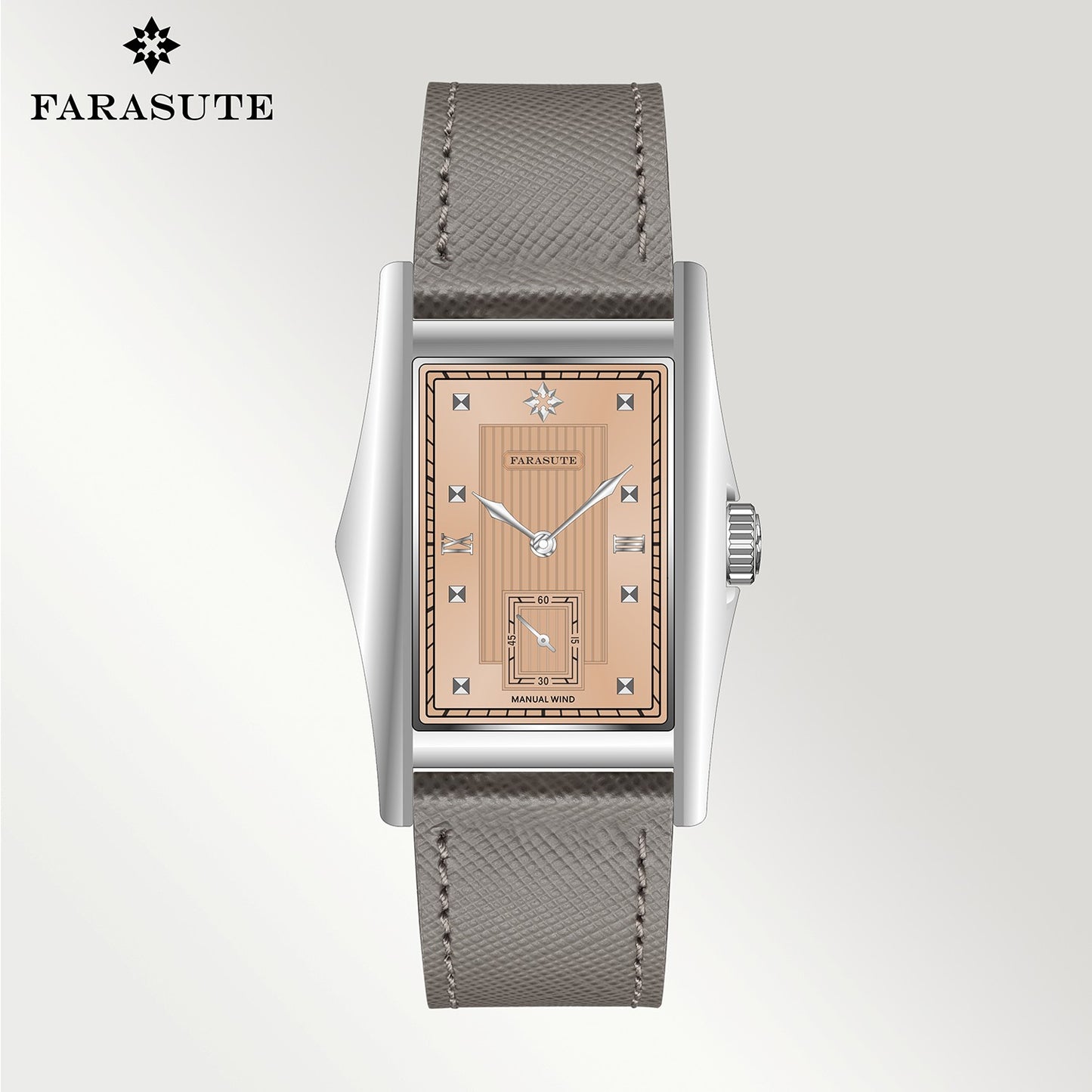 FARASUTE Creative Manual Square Customized Mechanical Movement Watch Men Luxury Sapphire Glass Small Second Wristwatches reloj