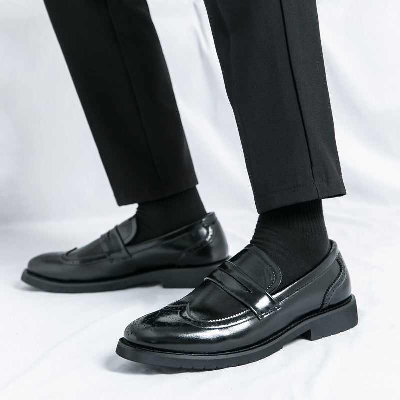 Men's Autumn Casual Leather Shoes Business Lazy Wedding Work Formal Comfortable Breathable Leather Footwear for Men