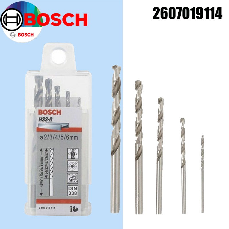 BOSCH 2607019114 Brocas Helicoidais HSS 5PCS 2/3/4/5/6mm Acessórios para Ferramentas Elétricas com Força de Expansão Multifuncional de 900n/mm²