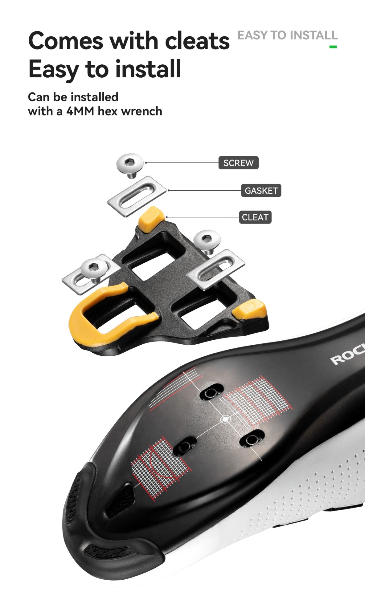 ROCKBROS Bicycle Pedals Lightweight Carbon Fiber Self-Locking Pedals With Cleats SPD Waterproof Sealed Bearing Road Bike Pedals