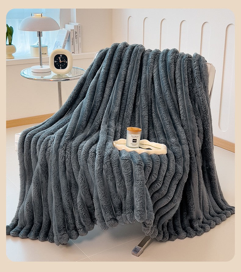 Thi Rabbit Fur Blanket Office Sofa Nap Blanket Premium Cover Blanket All Seasons  Color Polyester Fiber
