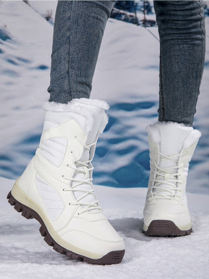 Winter Women's Snow Boots High Top Hiking Boots for Women Winter Outdoor Walking Sneakers Waterproof Plush Warm Platform Boots