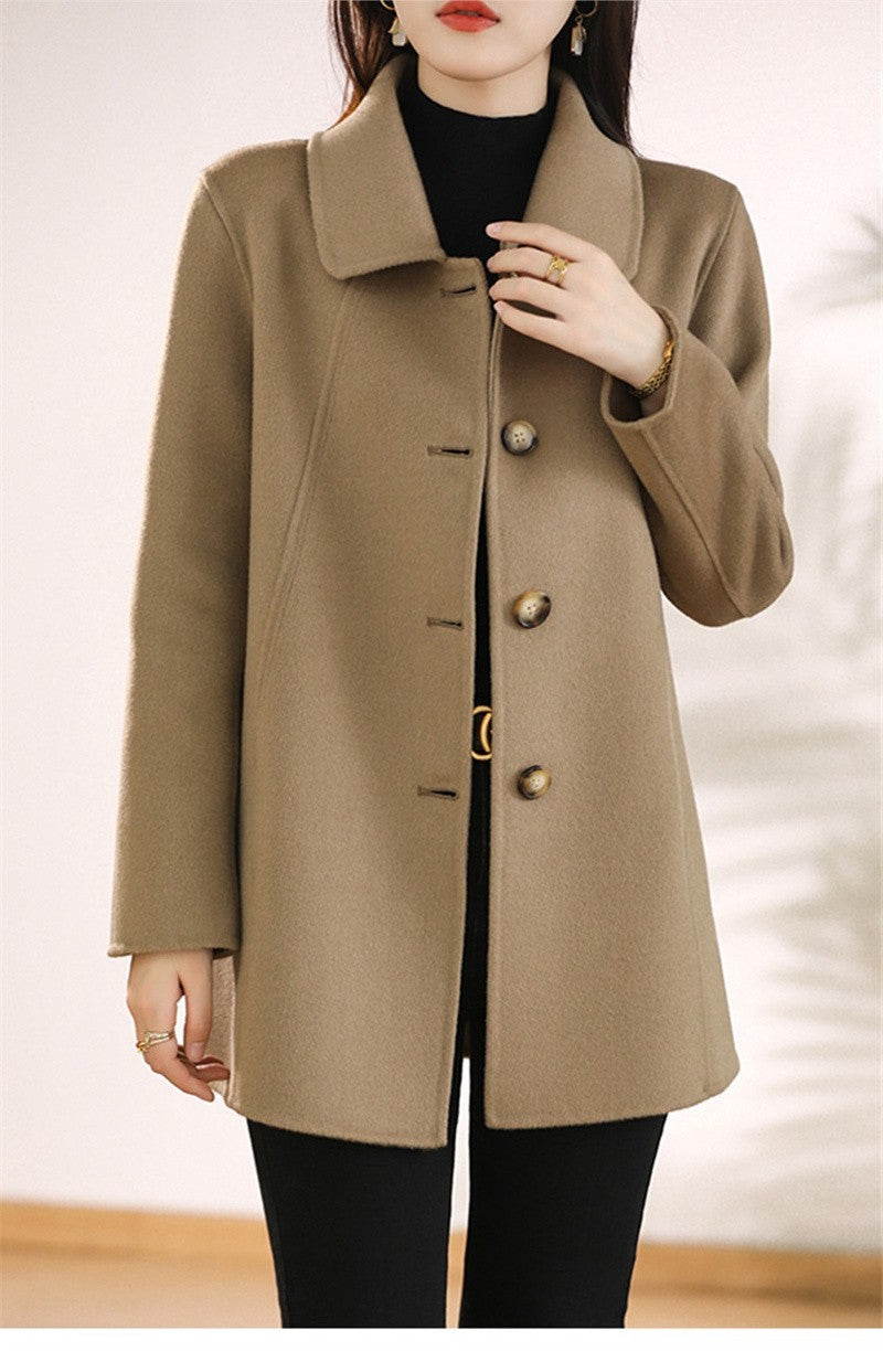 New High Quality Single-breasted Fashion Woolen Coat Women Autumn Winter Slim Elegant Wool Overcoat Windbreaker Outerwear Female