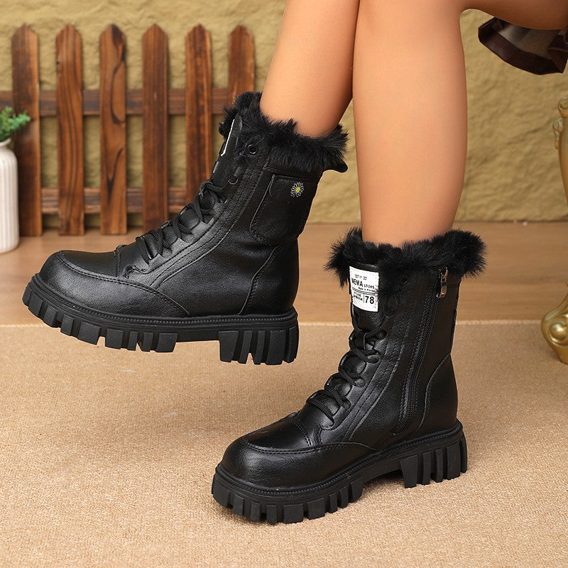 Women's Winter Fleece-Lined Warm  Boots2025New Versatile Height-Increasing Women's Boots Slim Short Boots
