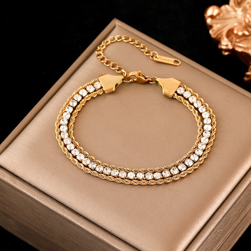 EILIECK 316L Aço Inoxidável Torcido Pulseira Bracelete Para Mulheres Tendência Banhado a Ouro 18K Corrente de Pulso Impermeável Joias Presente Festa