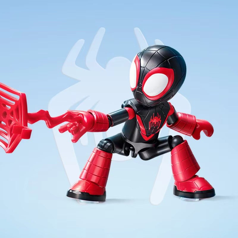 Em estoque, Blokees Genuínos Marvel Spidey Amazing Friend Homem-Aranha Miles Homem-Formiga Boneco Anime Action Figure Colecionáveis Brinquedos Modelo